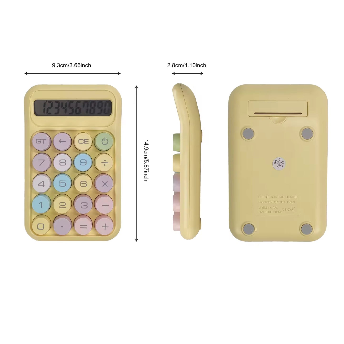 Candy Color Desktop Calculator – Big Buttons, Aesthetic & Handy (Yellow)