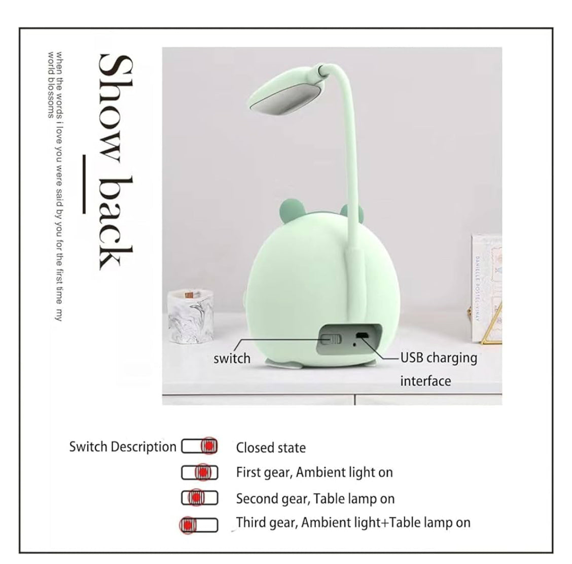 USB Rechargeable Bunny LED Desk Lamp – Warm Light & Eye-Friendly
