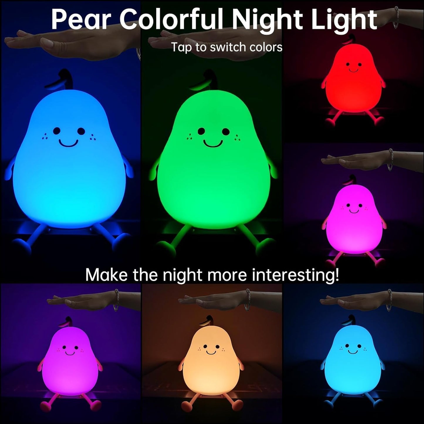 Cute Pear LED Night Light with 7 Colors
