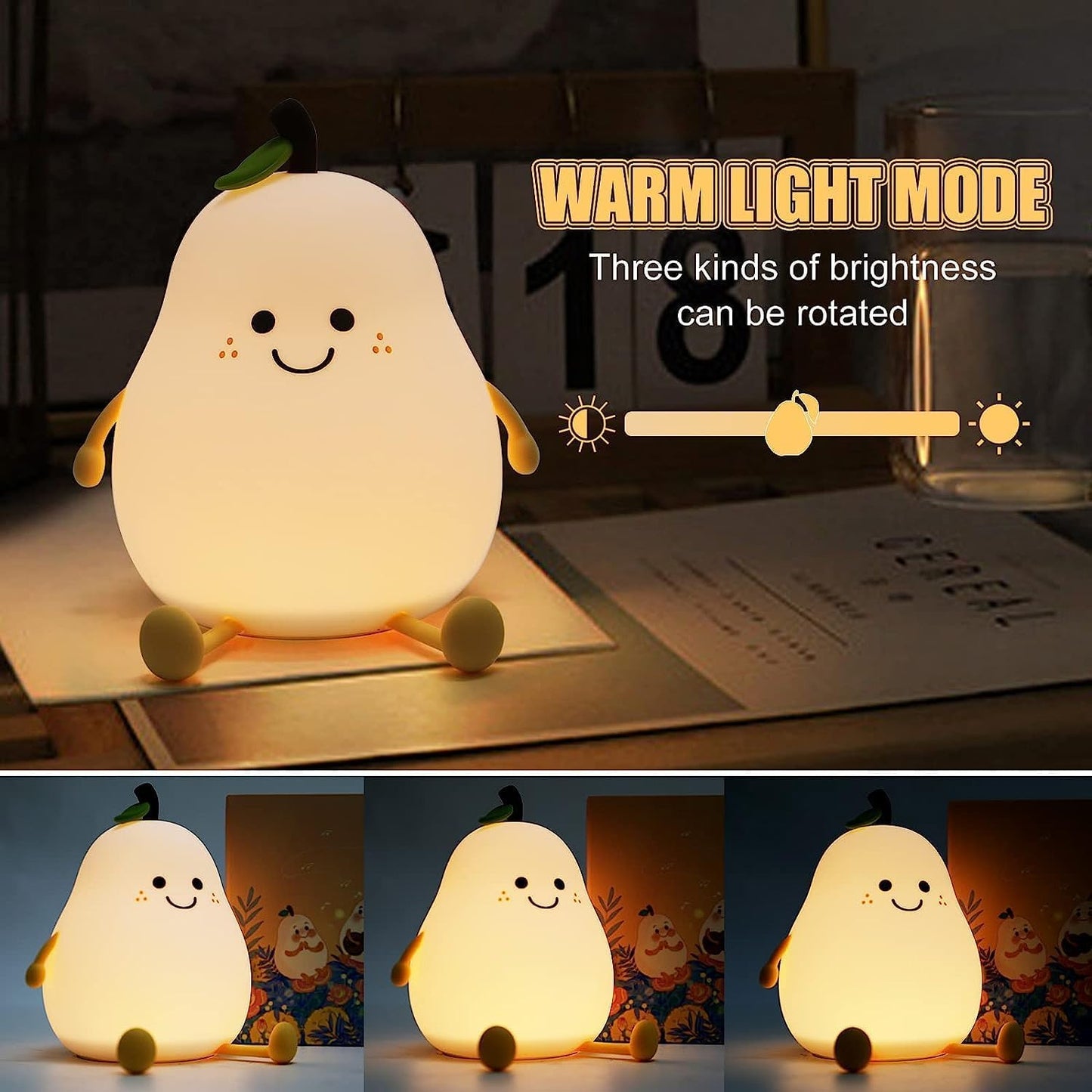 Cute Pear LED Night Light with 7 Colors