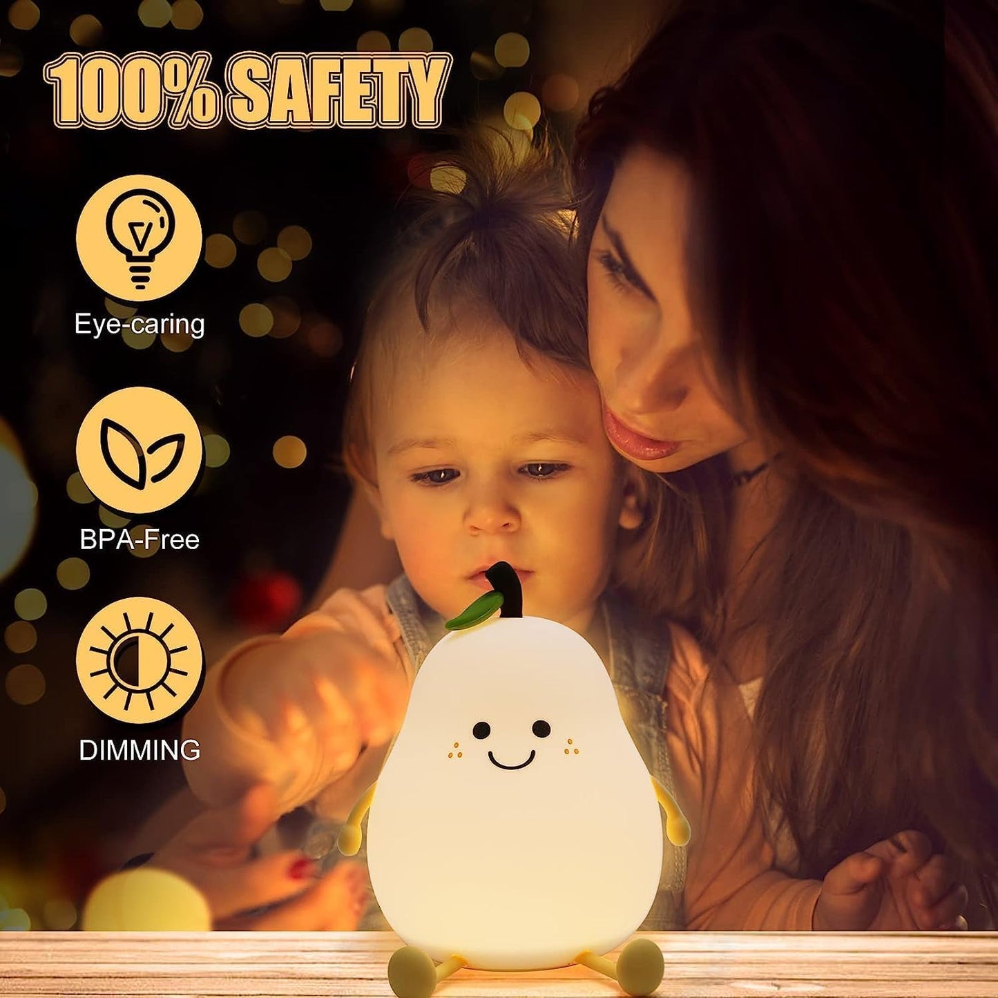 Cute Pear LED Night Light with 7 Colors