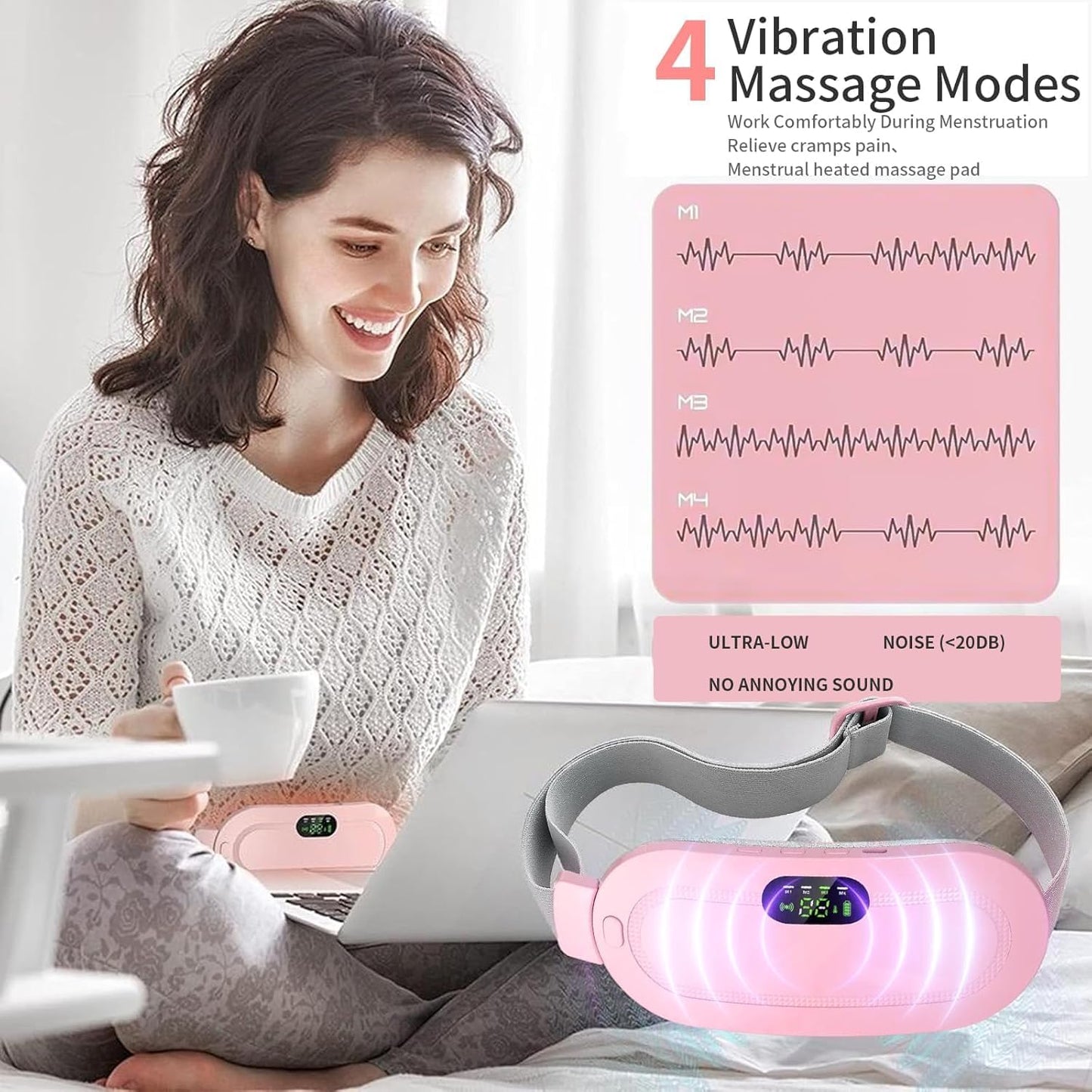 Period Cramp Relief Heating Pad – Massage & LED Belt
