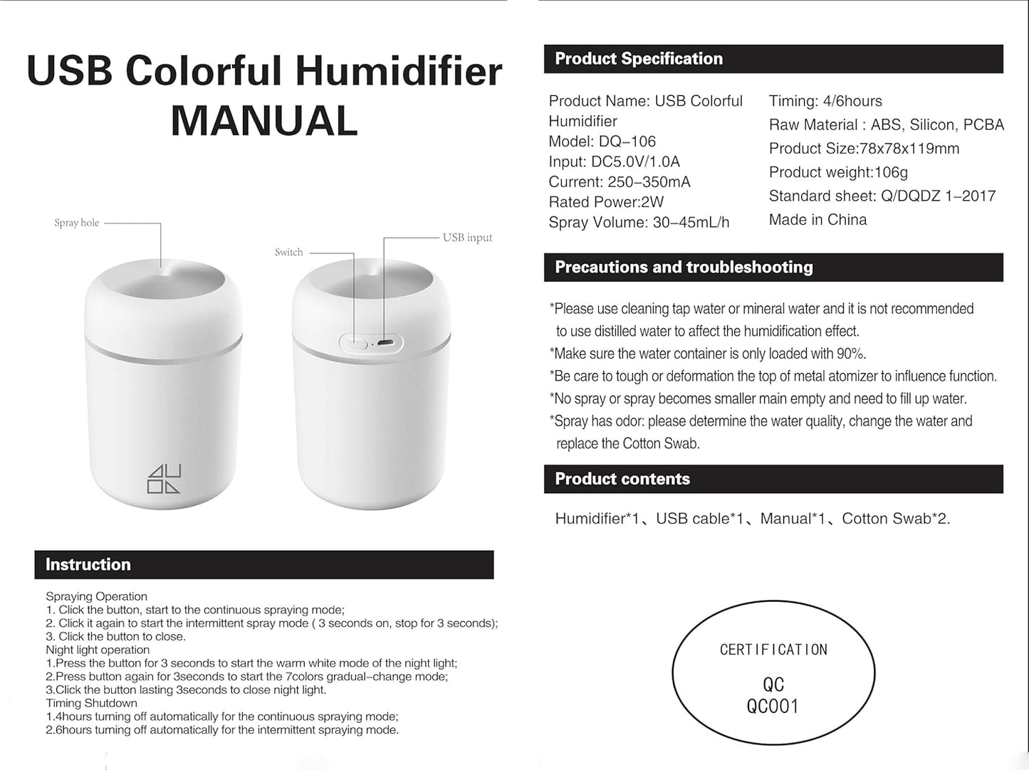 Essential Oil Diffuser – LED Mist Humidifier 300ml