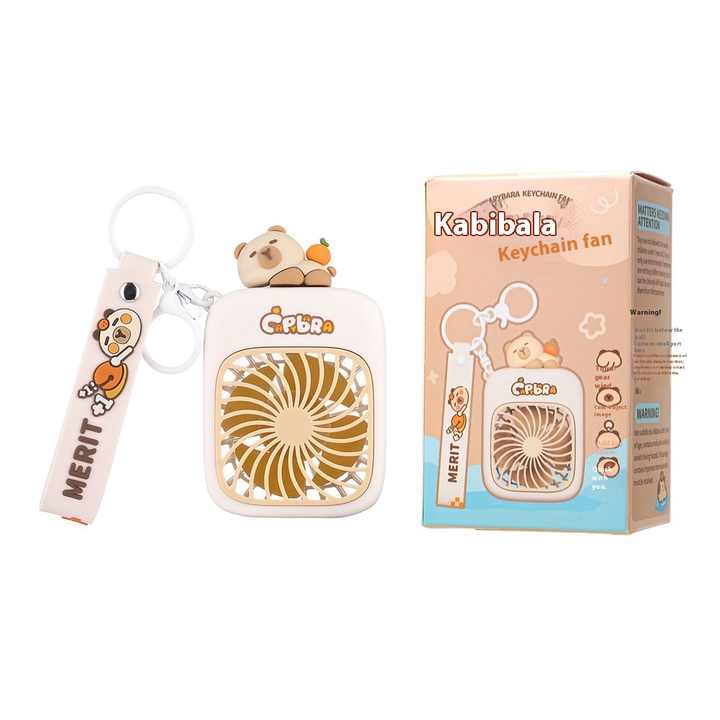 Capybara portable USB Rechargeable 5V Small Fan Keychain
