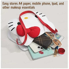 Cute Kitty Red Bow Shoulder - Tote Bag