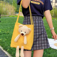 Cute Teddy Bear Plush Tote Bag
