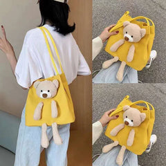 Cute Teddy Bear Plush Tote Bag