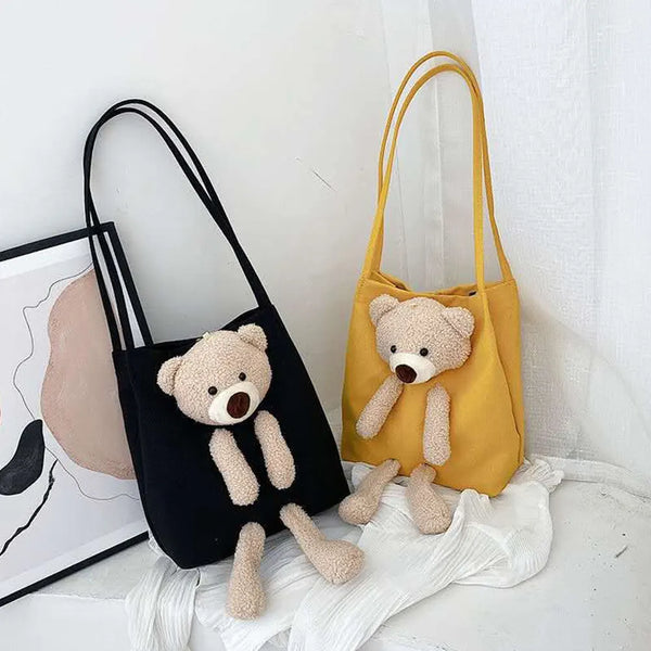 Cute Teddy Bear Plush Tote Bag