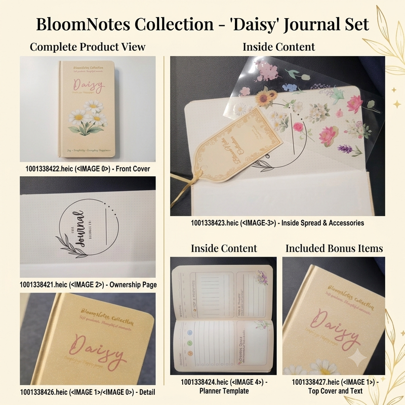 Daisy Bloom Pastel Vibe Journal with Bookmark and Stickers