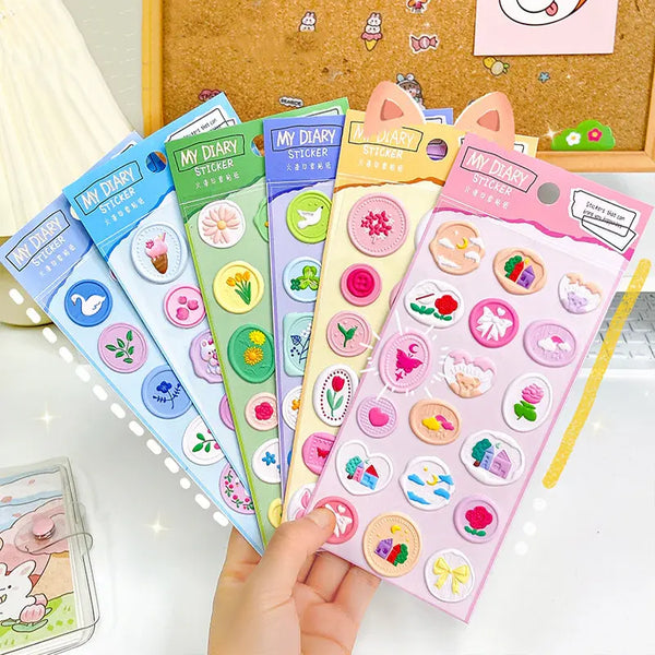 Cute 3D Wax Stamp Style Stickers Colorful Embossed Envelope Decor