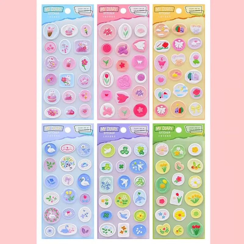 Cute 3D Wax Stamp Style Stickers Colorful Embossed Envelope Decor