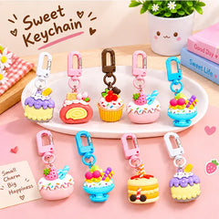 3D Dessert Charm Keychain - 6 pcs
