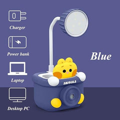 Bunny Camera-Shaped Desk Lamp With Sharpener & Pen Holder