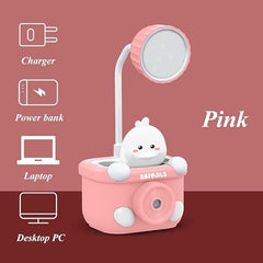 Bunny Camera-Shaped Desk Lamp With Sharpener & Pen Holder