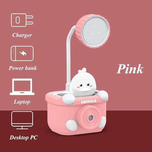 Bunny Camera-Shaped Desk Lamp With Sharpener & Pen Holder