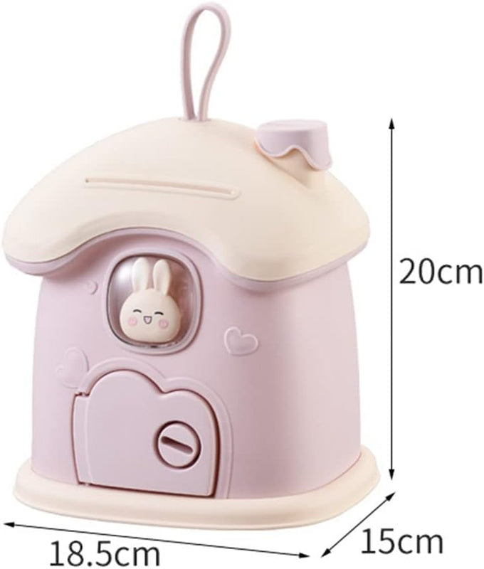 Cute Rabbit House Piggy Bank With Key – Tiny Treasure