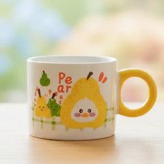 Kawaii Pear Ceramic Coffee Mug - Decorative Ceramic Fruit Cup with Sunshine Handle