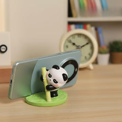 Cute Panda With Bamboo Phone Holder Table Decor