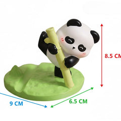 Cute Panda With Bamboo Phone Holder Table Decor