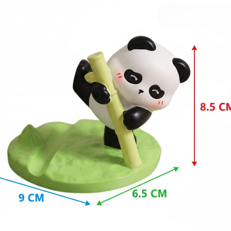 Cute Panda With Bamboo Phone Holder Table Decor