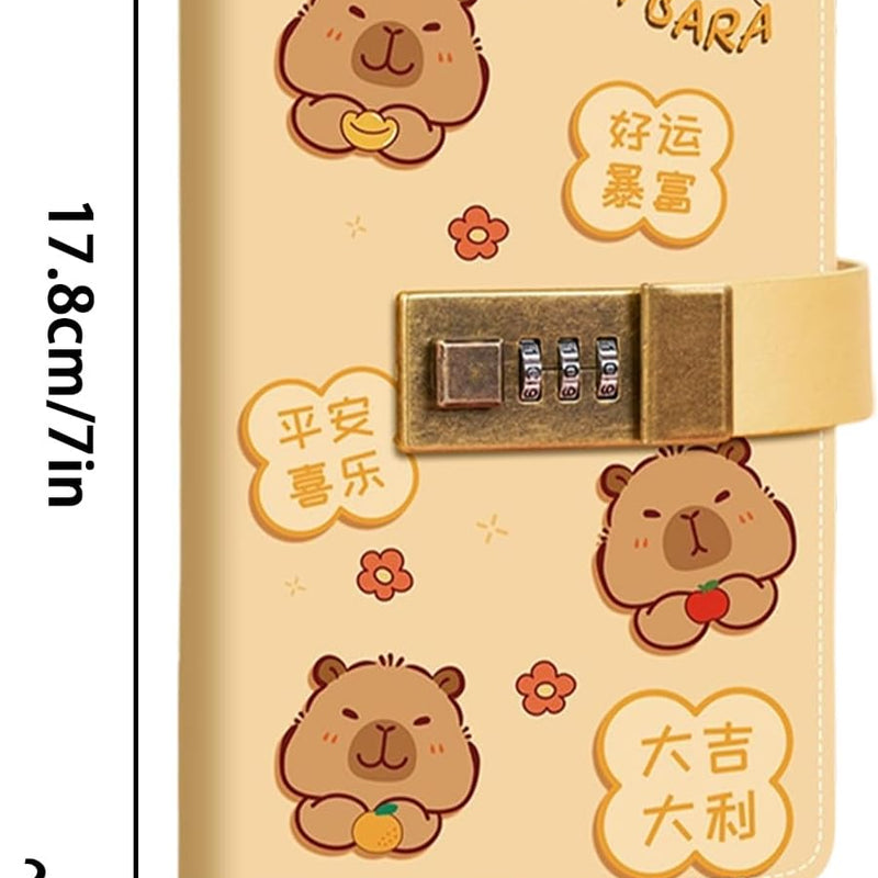 Kawaii Capybara Lockable Envelope Money Savings Book – Brown Theme