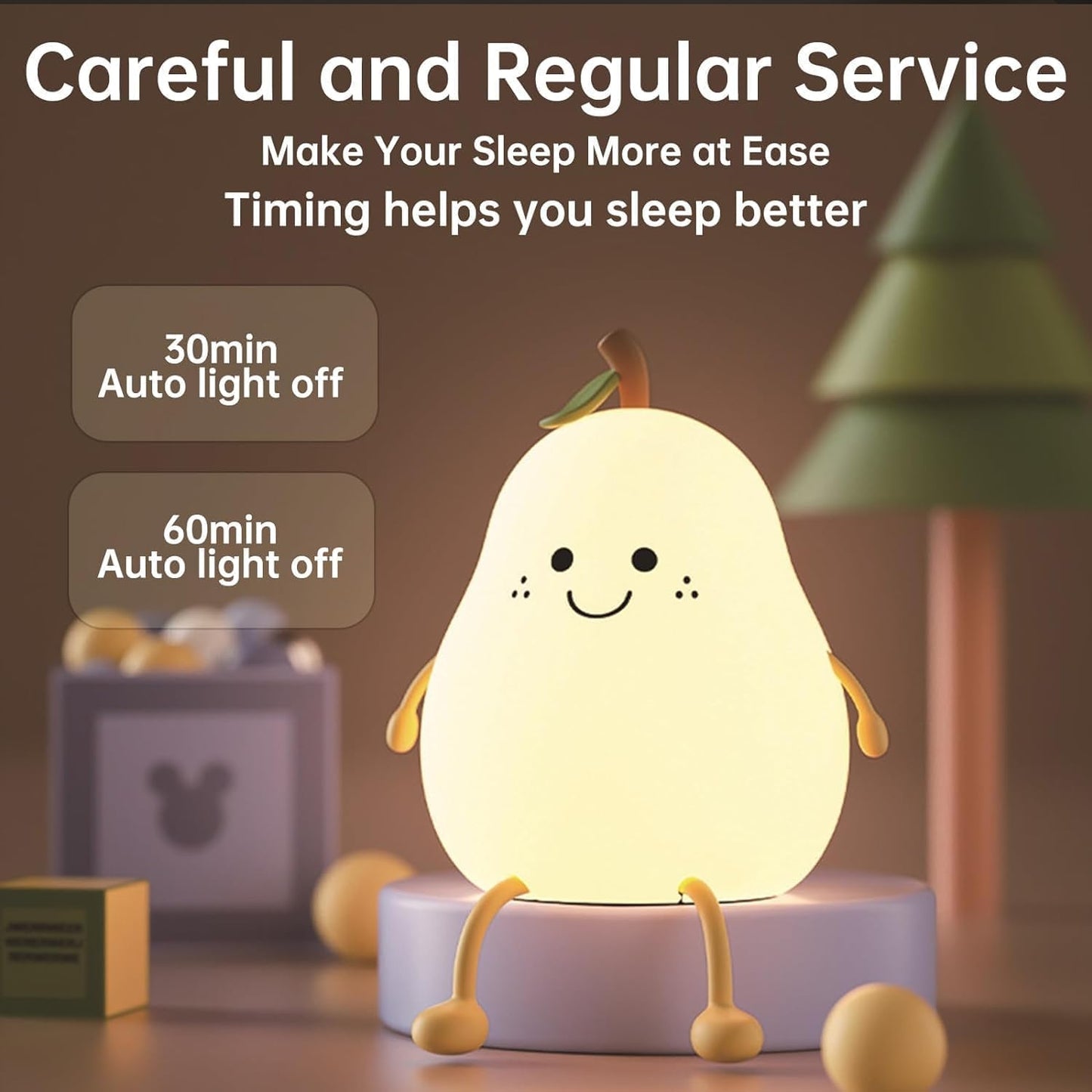 Cute Pear LED Night Light with 7 Colors