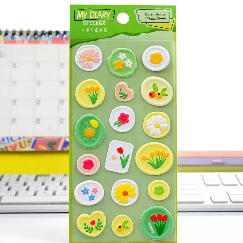 Cute 3D Wax Stamp Style Stickers Colorful Embossed Envelope Decor