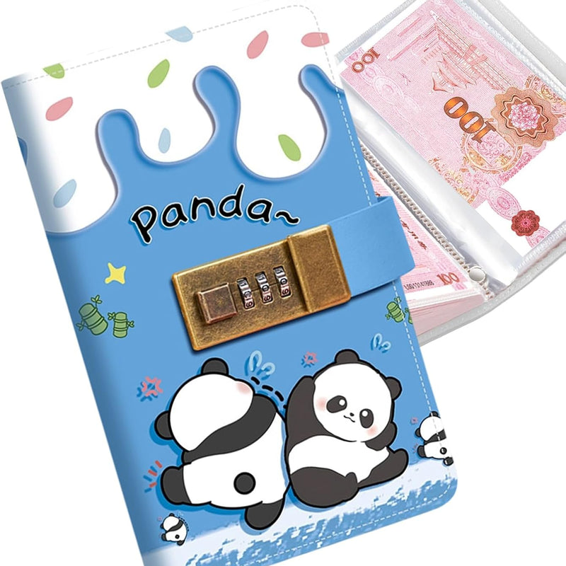 Kawaii Panda Lockable Envelope Money Savings Book – Blue Theme