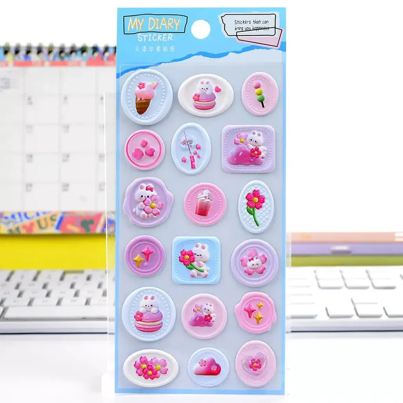 Cute 3D Wax Stamp Style Stickers Colorful Embossed Envelope Decor