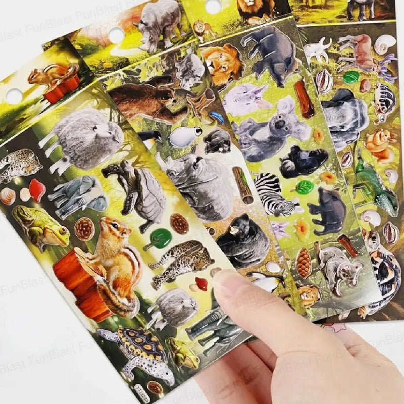 Wildlife Animal 3D Stickers Set – Nature Friends (4 sheets)