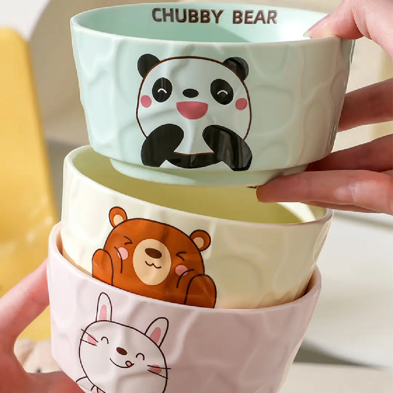 Adorable Animal Porcelain Bowl – Kawaii Dessert Cup, Home & Gifting (Pack of 4)