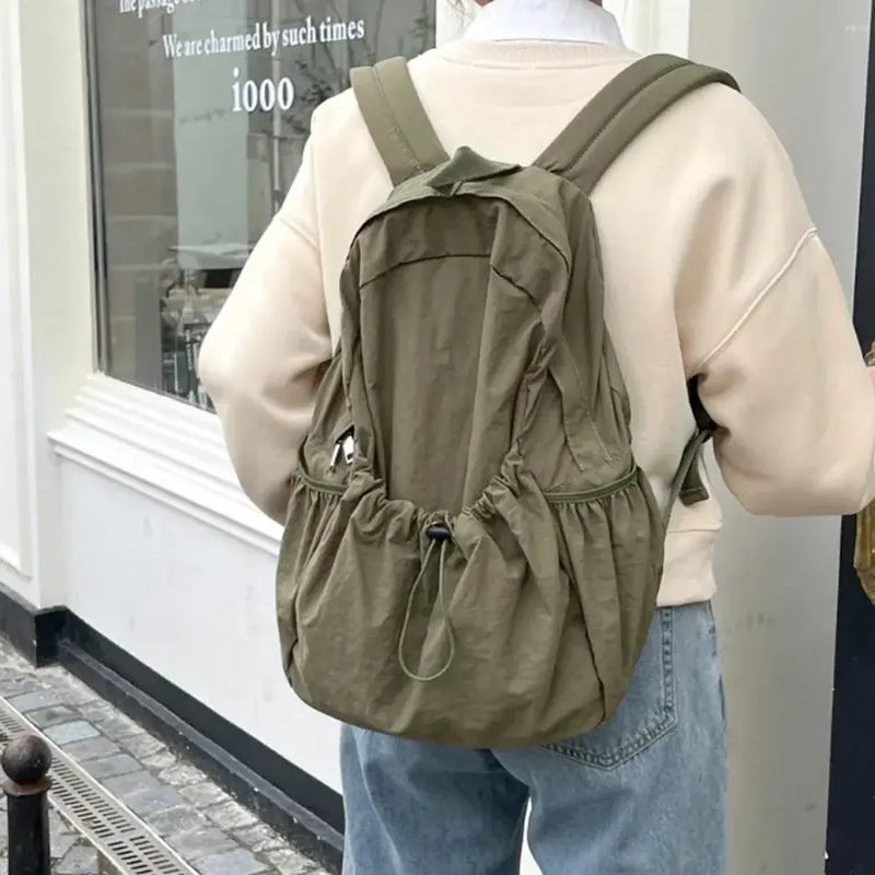 Casual Backpack Large Capacity Retro Nylon Backpack - Iced Coffee