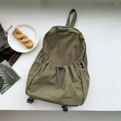 Casual Backpack Large Capacity Retro Nylon Backpack - Iced Coffee