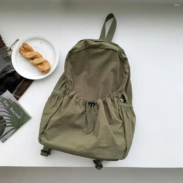 Casual Backpack Large Capacity Retro Nylon Backpack - Iced Coffee