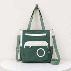 Multi-Pocket Canvas Tote Bag with Adjustable Crossbody Strap