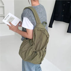 Casual Backpack Large Capacity Retro Nylon Backpack - Iced Coffee