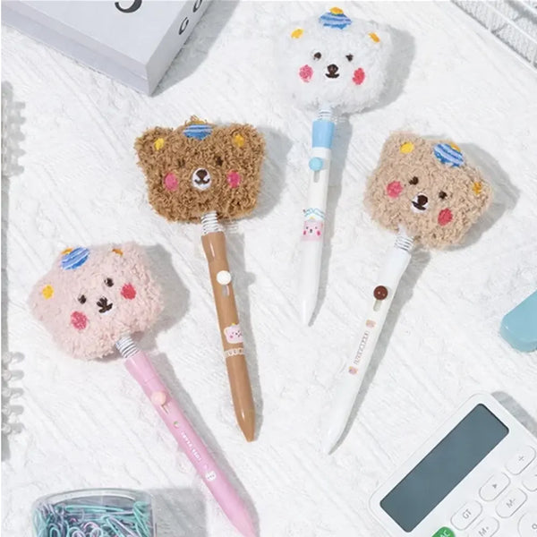 Kawaii Plush Bear Bobble Head Gel Pen
