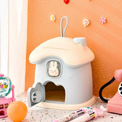 Cute Rabbit House Piggy Bank With Key – Tiny Treasure
