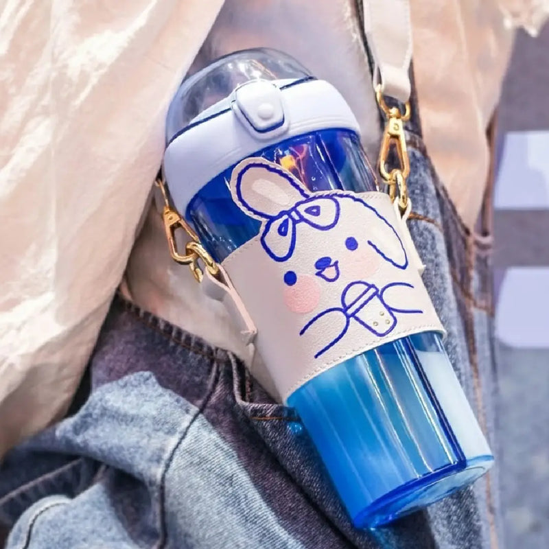 Two Partition Sipper Water Bottle with Straw