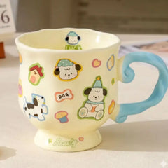 Beauty Series Porcelain Mug with Swirl Handle – Cute Animal Design Vintage Coffee & Tea Cup
