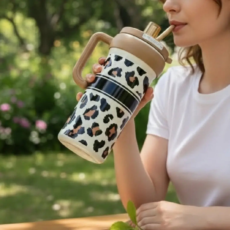 Leopard Print Stainless Steel Tumbler – Brown Chic Design