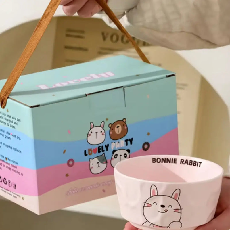 Adorable Animal Porcelain Bowl – Kawaii Dessert Cup, Home & Gifting (Pack of 4)