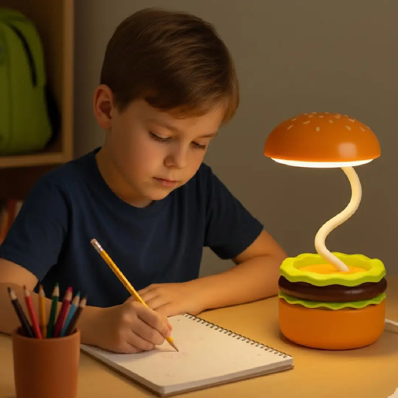 Burger-Shaped Rechargeable Desk Lamp with Sharpener