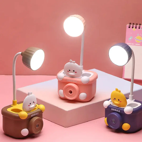 Bunny Camera-Shaped Desk Lamp With Sharpener & Pen Holder