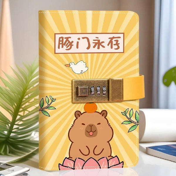 Kawaii Capybara Lockable Envelope Money Savings Book – Yellow Theme