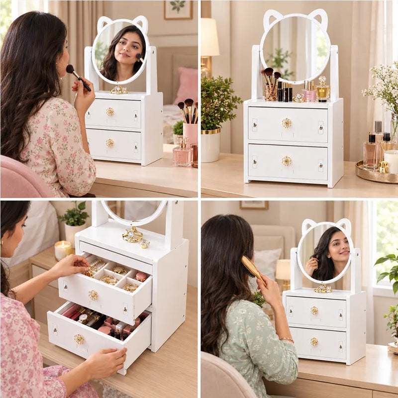 Compact Storage Organizer with Mirror