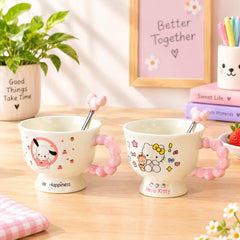 Cute Cartoon Ceramic Coffee Mug - Kitty Bows
