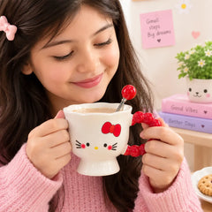 Cute Cartoon Ceramic Coffee Mug - Puppy & Kitty