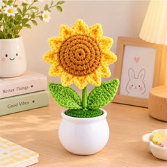 Crochet Flower Pot - Sunflower