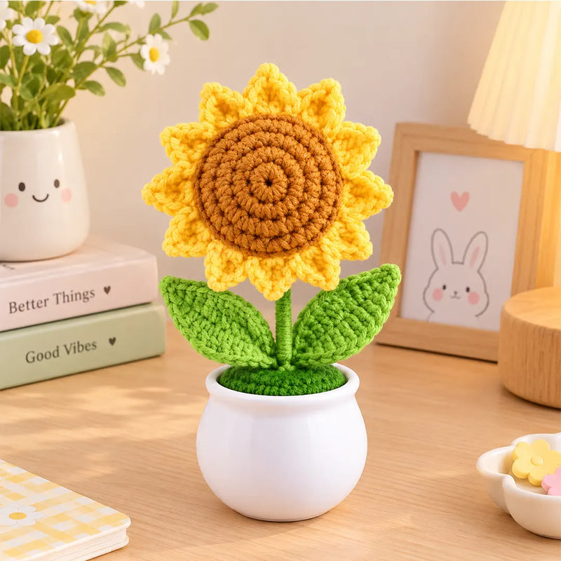 Crochet Flower Pot - Sunflower